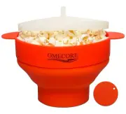 OMECORE Collapsible Microwave Popcorn Popper Maker Hot Air Silicone Bowl with Li