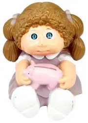 VINTAGE Cabbage Patch Kids 1983 Vinyl Piggy Bank & Plug 7" Girl Purple Dress New