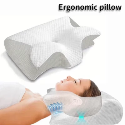 New 2 in 1 Ergonomic Memory Foam Pillow Help Sleep,Protect the Neck Cervical Ort