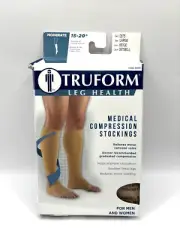 Truform Medical Compression Below Knee Stockings, Open Toe, Size L, 15-20 Beige