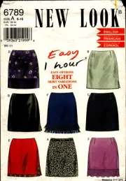 New Look 6789 Size A 6-16 Misses' Skirts 8 Variations in 1 Sewing Pattern Uncut