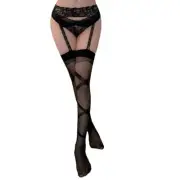 Women Sexy Lace Garter Stockings Pantyhose Open Crotch Sheer Tights