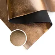 Real Bronze Metallic Leather Piece: Genuine Shiny Leather with Metallic Top f...