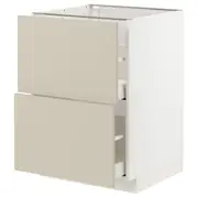 METOD / MAXIMERA base cb 2 fronts/2 high drawers, white/Havstorp beige, 60x60x80 cm