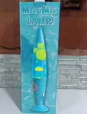 Magma Lamp, 16 Inch Yellow Motion In Blue Liquid Swimming Ring On Base NIB