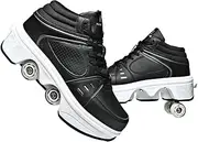 2-in-1 Roller Skates & Sneakers Unisex Retractable Wheels Outdoor Fun & Fitness Kick Roller Shoes