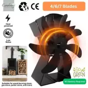 4/6/7 Blades Fan Heat Self-Powered Wood Stove Top Burner Fireplace Eco