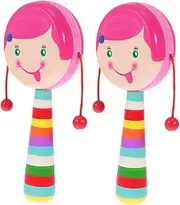Hohopeti 2Pcs Cartoon Design Handheld Rattle Musical for Portable Lightweight for Early Development Creative Appearance Rattling Sounds Stimulate Listening Skills