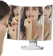 LED Makeup - Tri-Fold Lighted Vanity,2X 3X 10X Magnification 52 LEDs Light Dimmable Countertop Rotation for Spa