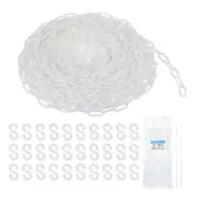 150 FT Plastic Chain Safety Chain with Zip Ties and S-Hooks White