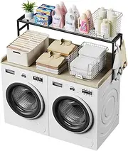 HOPEPIG Wooden Washer Dryer Countertop, 54"W x 27.5"D x 3.9"H, Ideal for Most Standard Front-Loading Washers and Dryers, White with Shelf