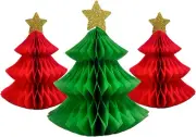 3 Pcs Paper Christmas Tree Honeycomb Centerpieces for Tables, 3D Paper Hanging C