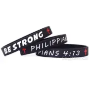 3 of Be Strong Wristbands - Philippians 4:13 Religious Scripture Bracelets