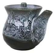 Mountain Snowcap Tenmoku Glazed Porcelain Soy Sauce Shoyu Flask Dispenser Japan