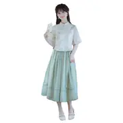 Chinese Style Girl Two-Piece Set New Retro Printed Improved Cheongsam