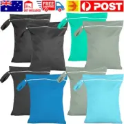 2Pcs Reusable Solid Colour Diaper Nappy Bag Wet Bag Dry Bags Swimmer Zipper Tote