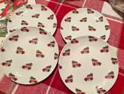 Pottery Barn plate Christmas holiday appetizer Party Santa Nostalgic Gift SET