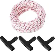3pcs Gas Engine Handle & Pull Cord, High Strength 0.20 Inch Thick Replacement Recoil Starter Rope Pull Cord Generator Recoil Starter Rope for Briggs & Stratton, Husqvarna, STIHL