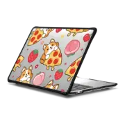 MacBook Pro 13-inch (M1 / M2 / Intel) Impact Case Cute Corgi Cheese Pizza with Peach Strawberry Cherry - Kawaii Dog Cartoon Puppy with Fruit & Food