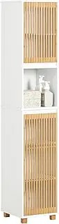 SoBuy Bathroom Tall Storage Cabinet Cupboard with 2 Bamboo Doors BZR127-W