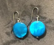 Handmade Blue Shell Dangle Style Earrings
