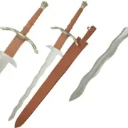 41" Viking Buster Sword Silver Cross Guard & Silver Pommel With Leather Sheath