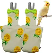 Bird Diapers for Parrots - Washable Parrot Diaper Clothes - 2X Soft Suit Liners, Leak-Proof Pet Supplies, Adjustable Training Nappy, Pineapple Print