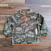 Amazon Essentials Fleece Boys 2T Camouflage Quarter Zip Orange Trim Pullover