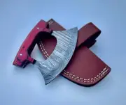 CUSTOM HANDMADE FORGED DAMASCUS STEEL ULU KNIFE CHEF KITCHEN KNIFE ROSE WOOD