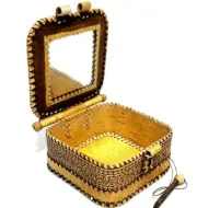 Wood Birch Bark Casket Box Container Box with Mirror Organikprodukt