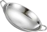 CRILSTYLEO Stainless Steel Dry Pot Round Bottom Cooking Wok with Heat Resistant Handles Versatile Kitchenware for Safe and Efficient Cooking Stoves