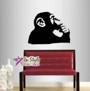 Wall Vinyl Decal Thinking Chimpanzee Thinker Wild Animal Ape Sticker Decor 2094