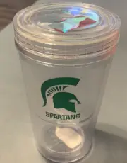 Michigan ST. Spartans Double Wall Tumbler. With Straw