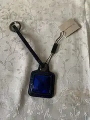 NWT Burberry Nova Check Perspex Mirror Key Charm Chain Jet Blue
