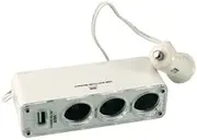 Altium 851204 Triple Socket Al Cigar Socket 12 V with USB Port