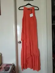 Cooper St. Size 14 Orange Sleeveless Tiered Maxi Dress