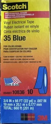 Scotch #35 Blue Marking Tape, 3/4”X66’ LOT of 37 Rolls