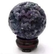 Sphere 64mm Grape Agate 330g Gemstone Crystal Ball Natural Mineral Inc Stand