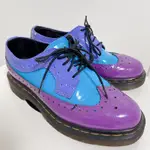 二手★馬汀DR.MARTENS藍紫撞色漆皮雕花牛津鞋
