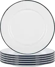 Argon Tableware Enamel Dinner Plates - 25.5cm - Pack of 6 - Navy Dining Plates Lightweight Camping Large Dinner Dish for Appetisers, Starters, Mains, Sides, Desserts