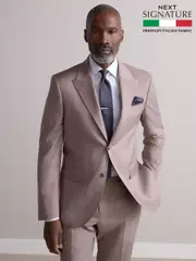Neutral Slim Fit Signature Cerutti Italian Fabric 100% Wool Suit Jacket (E82645) | $409