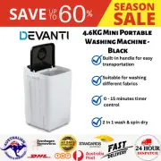 4.6KG Mini Portable Washing Machine - Black 2 In 1 wash & spin dry Quiet camping