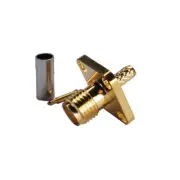 5X RP-SMA Jack female 4 hole Flange Crimp LMR100 RG316 RG174 cable RF Connector