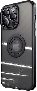 EiYioun Dual-Color Case for iPhone 14 Pro Max, High Transparency Back Slim Case with Finger Ring Stand, Matte Frame Shockproof Non-Slip Protective Phone Bumper Cover