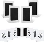 8-Pack Newborn Baby Handprint and Footprint Pet Paw Print Kit Inkless Infant Hand and Foot Stamp with 4 Ink Pads and 8 Imprint Cards (Black)