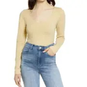 BP Women’s Crop Top Scoop Neck Long Sleeve Organic Cotton Beige Plus Size 2X
