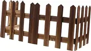 BEBEMOKO Carbonized Wooden Picket Fence 1.2m Tall Garden Border Elegant Decor Light Portable Style