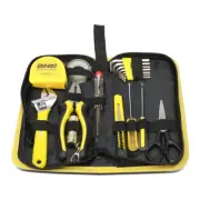 18 Pc Home/Indoor Repair Handy Tool Set Wrench Plier Mini LED Flash Light Yellow