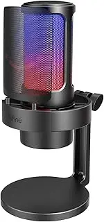 FIFINE USB Microphone PC, Gaming Microphone for Streaming Podcast Studio, Microphone USBC for PS4 PS5 MAC with RGB Control, Mute Switch, Headphone Jack, Pop Filter