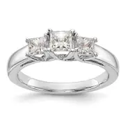 0.40ct. CZ Solid Real 14K White Gold 3-Stone Engagement Ring